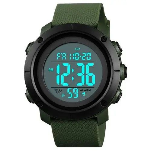 Часы наручные мужские SKMEI 1434AGWT ARMY GREEN-WHITE, часы армейские оригинал. Цвет: зеленый 340289 фото