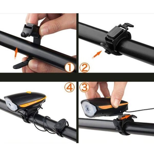 Велосипедный звонок + велофара 7588, ЗУ micro USB, встроенный аккумулятор, выносная кнопка для велосипеда 515934 фото
