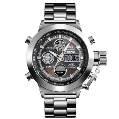 Годинник наручний чоловічий SKMEI 1515SI SILVER, водонепроникний чоловічий годинник. Колір: срібний 340349 фото