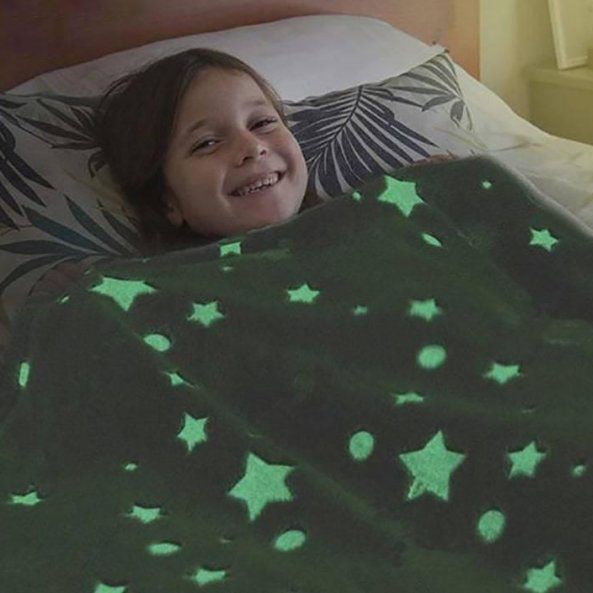 Плед, що світиться в темряві, плюшеве покривало Blanket kids Magic Star 150х100 см флісова ковдра. Колір: сірий 141968 фото