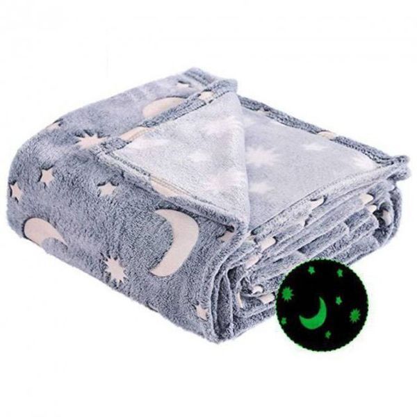 Плед, що світиться в темряві, плюшеве покривало Blanket kids Magic Star 150х100 см флісова ковдра. Колір: сірий 141968 фото