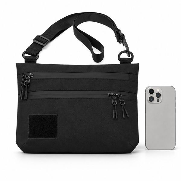 Черная сумка с Cordura 1000D, сумка через плечо с VELCRO-панелью 860966 фото