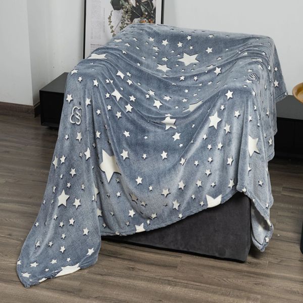 Плед, що світиться в темряві, плюшеве покривало Blanket kids Magic Star 150х100 см флісова ковдра. Колір: сірий 141968 фото