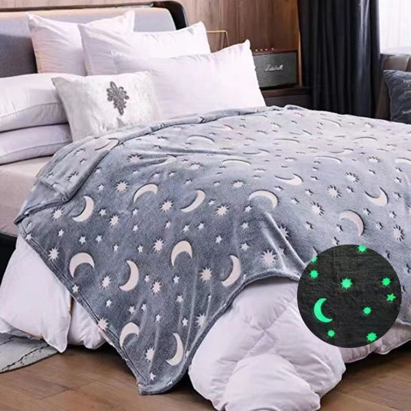 Плед, що світиться в темряві, плюшеве покривало Blanket kids Magic Star 150х100 см флісова ковдра. Колір: сірий 141968 фото