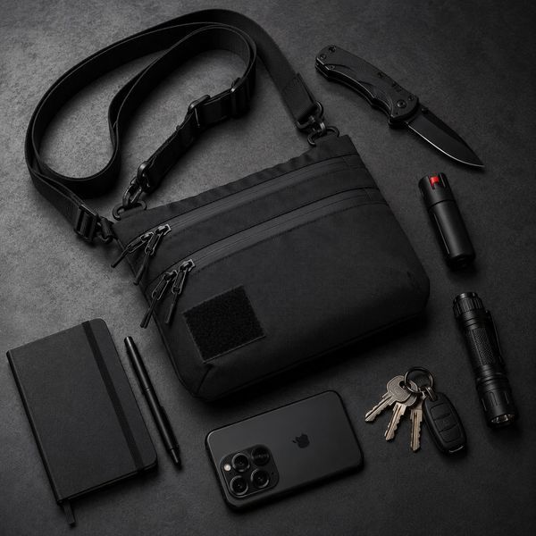 Черная сумка с Cordura 1000D, сумка через плечо с VELCRO-панелью 860966 фото