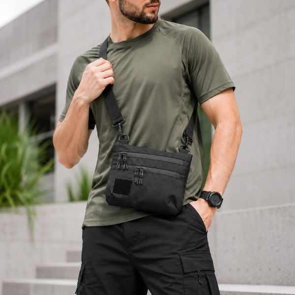 Черная сумка с Cordura 1000D, сумка через плечо с VELCRO-панелью 860966 фото