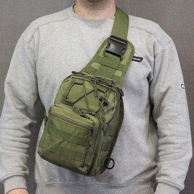 Якісна тактична сумка, укріплена чоловіча сумка, рюкзак тактична слінг. Колір: хакі 204976 фото