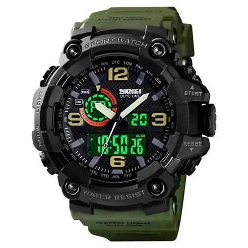 Часы наручные мужские SKMEI 1520AG ARMY GREEN, военные мужские наручные часы зеленые. Цвет: зеленый 340356 фото