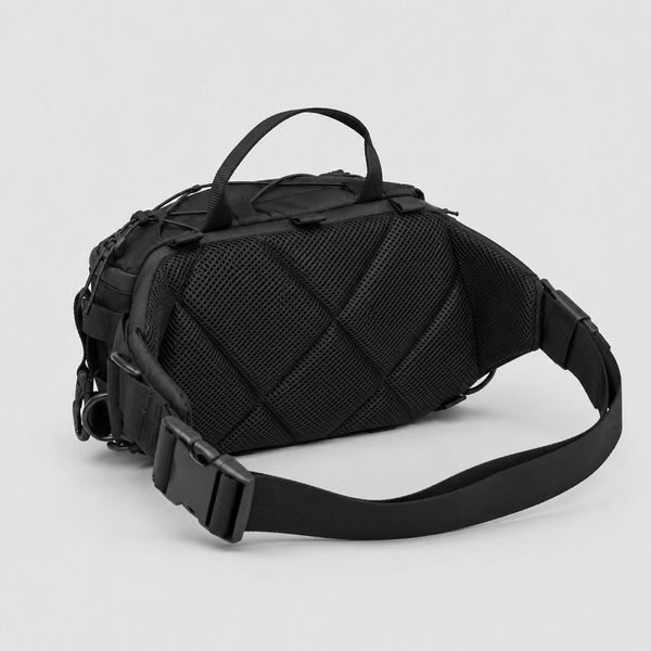Сумка-бананка через плече чорна з Cordura 1000D, поясна сумка з VELCRO та карабіном 861026 фото