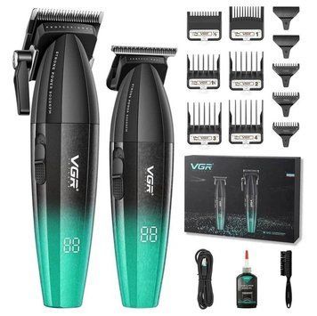 Набор для стрижки VGR 2 в 1 V-640 GREEN, аккумуляторная машинка для стрижки и триммер 740064 фото