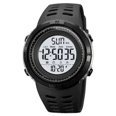 Годинник наручний чоловічий SKMEI 2070BKWT BLACK-WHITE, водостійкий тактичний годинник. Колір: чорний 430361 фото