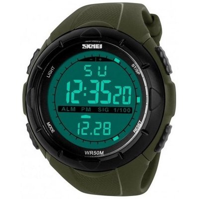 Чоловічий годинник Skmei 1025AG ARMY GREEN, армійський годинник протиударний. Колір: зелений 337864 фото