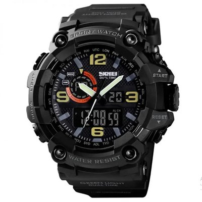 Годинник наручний чоловічий SKMEI 1520BK BLACK, армійський годинник протиударний. Колір: чорний 340363 фото