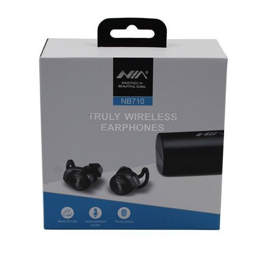 Наушники Bluetooth NIA NB710 с кейсом черные беспроводные, Наушники для тренировок сенсорные беспроводные 582480 фото