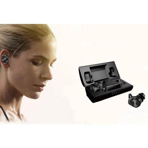 Наушники Bluetooth NIA NB710 с кейсом черные беспроводные, Наушники для тренировок сенсорные беспроводные 582480 фото