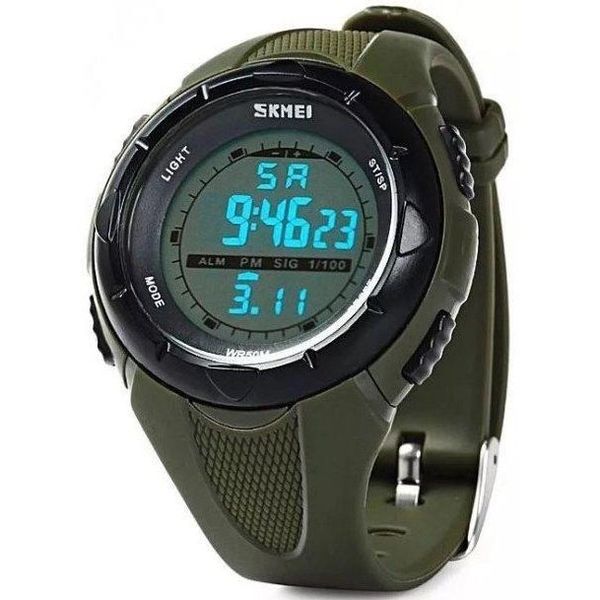 Мужские часы Skmei 1025AG ARMY GREEN, армейские часы противоударные. Цвет: зеленый 337864 фото