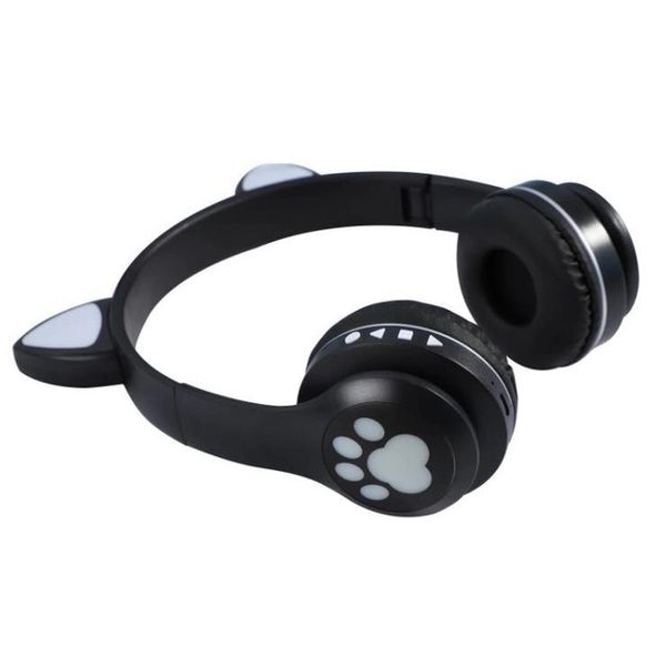 Бездротові навушники з котячими вушками та RGB підсвічуванням Cat VZV 23M. Колір: чорний 285988 фото
