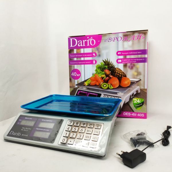Ваги торгові Dario DES-4V-40S з калькулятором та акумулятором 726605 фото