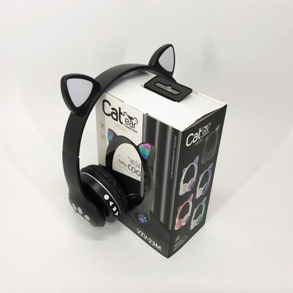 Бездротові навушники з котячими вушками та RGB підсвічуванням Cat VZV 23M. Колір: чорний 285988 фото