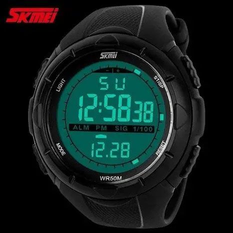 Мужские часы SKMEI 1025BK ARMY BLACK, часы тактические противоударные. Цвет: черный 337872 фото