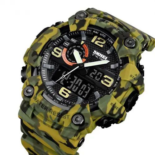 Часы наручные мужские SKMEI 1520CMGN CAMO GREEN, часы военные мужские, для военнослужащих. Цвет: камуфляж 340364 фото