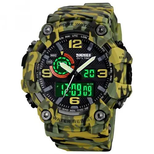 Часы наручные мужские SKMEI 1520CMGN CAMO GREEN, часы военные мужские, для военнослужащих. Цвет: камуфляж 340364 фото