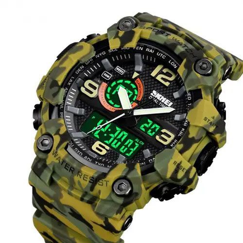 Часы наручные мужские SKMEI 1520CMGN CAMO GREEN, часы военные мужские, для военнослужащих. Цвет: камуфляж 340364 фото