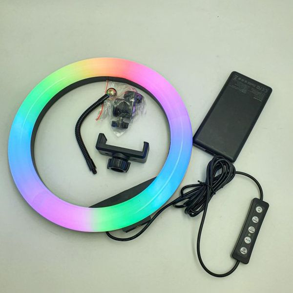 Кольцевая светодиодная лампа RGB LED RING MJ26 26 см с держателем телефона 56204 фото