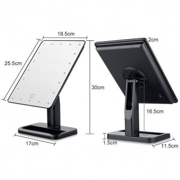 Дзеркало для макіяжу з 16 LED підсвічуванням Mirror White. Колір: чорний 147838 фото