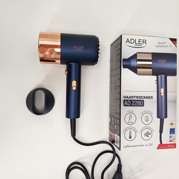 Фен Adler AD 2280 1800Вт 2 скорости 3 режима холодный воздух концентратор кабель 1,8м 750963 фото