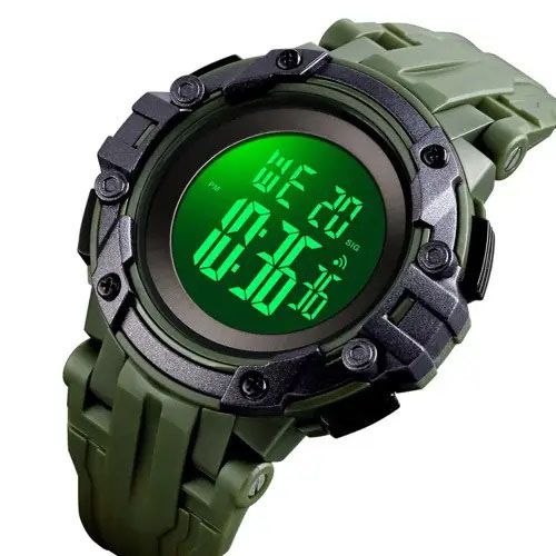 Часы наручные мужские SKMEI 1545AG ARMY GREEN, армейские часы противоударные. Цвет: зеленый 340377 фото