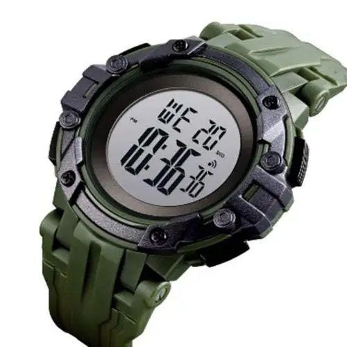 Часы наручные мужские SKMEI 1545AG ARMY GREEN, армейские часы противоударные. Цвет: зеленый 340377 фото