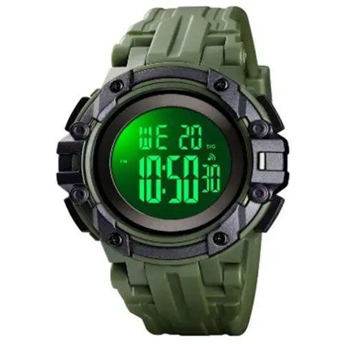 Часы наручные мужские SKMEI 1545AG ARMY GREEN, армейские часы противоударные. Цвет: зеленый 340377 фото