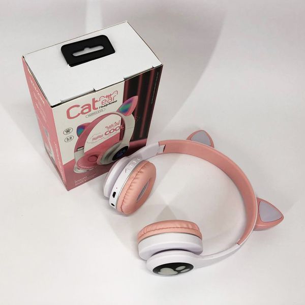 Беспроводные наушники с кошачьими ушками и RGB подсветкой Cat VZV 23M. Цвет: розовый 286000 фото