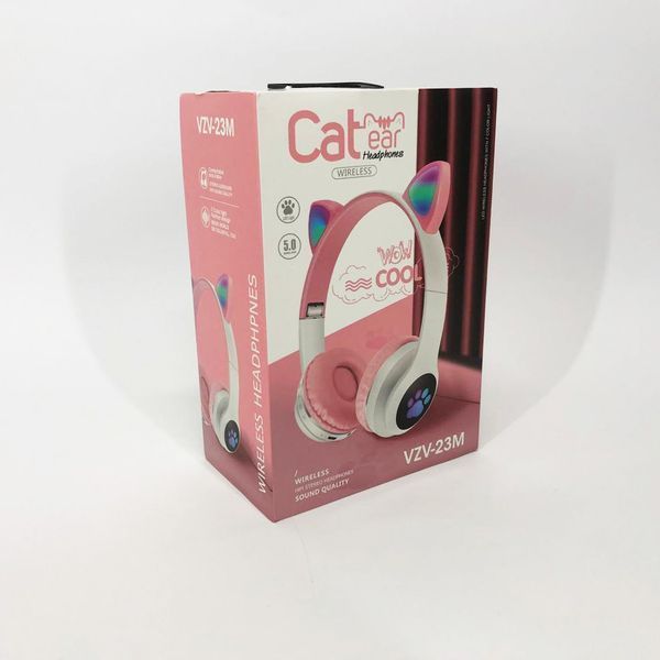 Беспроводные наушники с кошачьими ушками и RGB подсветкой Cat VZV 23M. Цвет: розовый 286000 фото