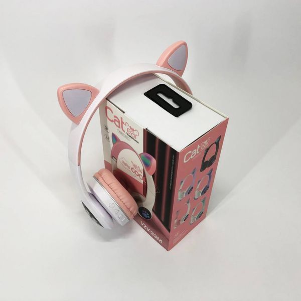 Беспроводные наушники с кошачьими ушками и RGB подсветкой Cat VZV 23M. Цвет: розовый 286000 фото