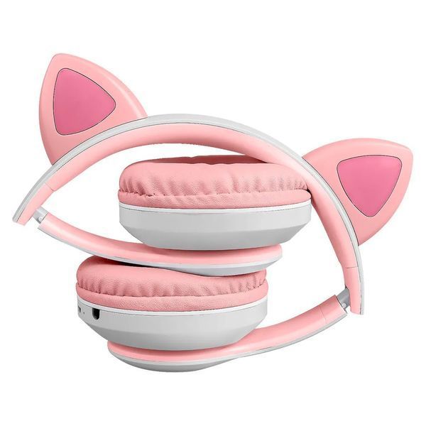 Беспроводные наушники с кошачьими ушками и RGB подсветкой Cat VZV 23M. Цвет: розовый 286000 фото