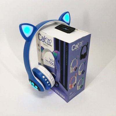 Бездротові навушники з котячими вушками та RGB підсвічуванням Cat VZV 23M. Колір: синій 286001 фото