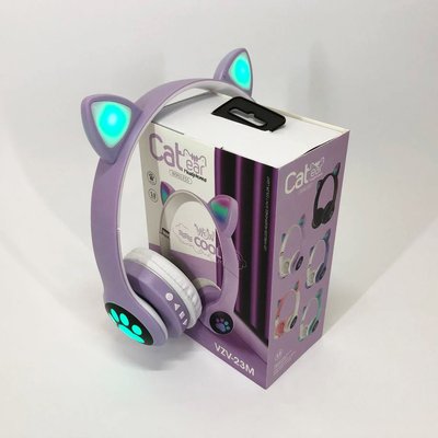 Бездротові навушники з котячими вушками та RGB підсвічуванням Cat VZV 23M. Колір: фіолетовий 286002 фото