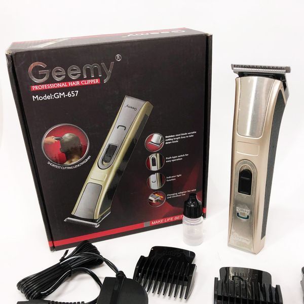 Машинка для стрижки Gemei GM-657 бездротова з комплектом насадок, Перукарські машинки 594427 фото
