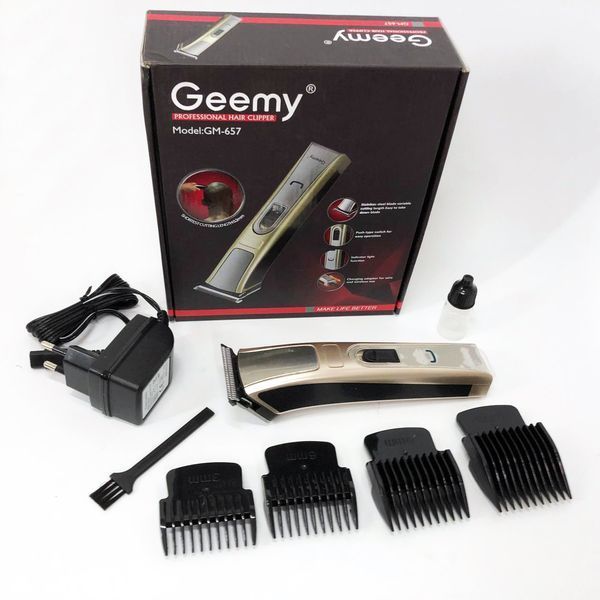 Машинка для стрижки Gemei GM-657 бездротова з комплектом насадок, Перукарські машинки 594427 фото