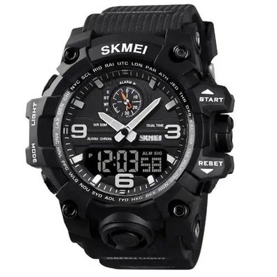 Годинник наручний чоловічий SKMEI 1586BK BLACK, водонепроникний чоловічий годинник, годинник спортивний. Колір: чорний 340497 фото