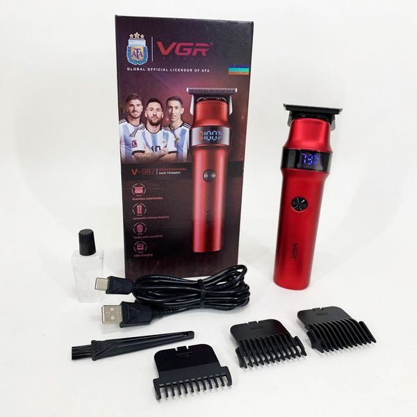 Машинка для стрижки волос VGR V-987 RED, Бритва триммер для мужчин 736746 фото