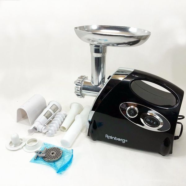 Мясорубка Rainberg RB-675 3800W с соковыжималкой, мясорубка электрическая металл. Цвет: черный 291310 фото