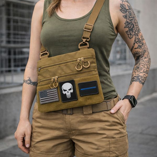 Сумка через плече з панеллю для патчів Cordura койот 818725 фото