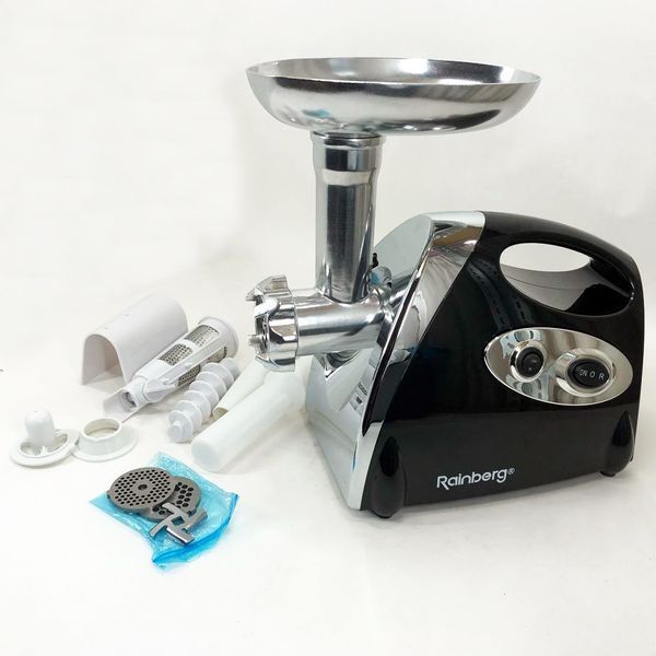 Мясорубка Rainberg RB-675 3800W с соковыжималкой, мясорубка электрическая металл. Цвет: черный 291310 фото
