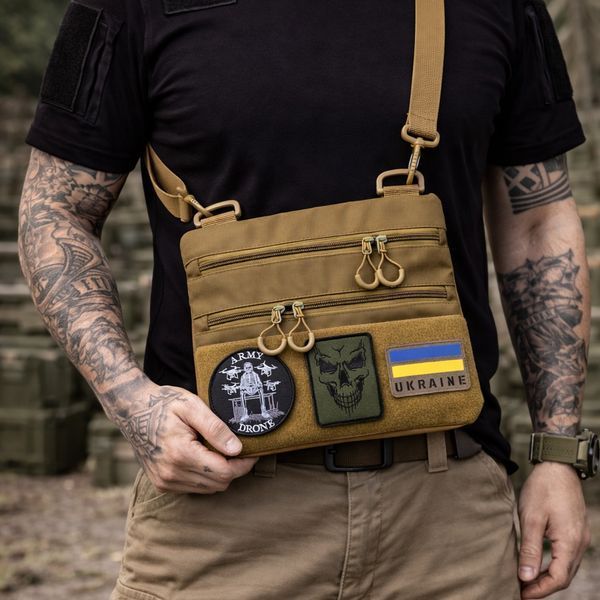 Сумка через плече з панеллю для патчів Cordura койот 818725 фото