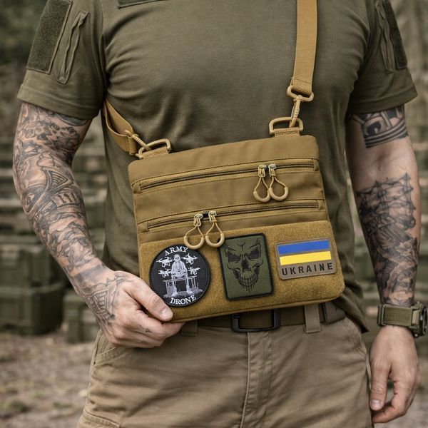 Сумка через плече з панеллю для патчів Cordura койот 818725 фото