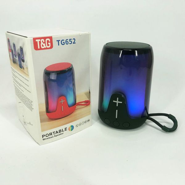 Портативная колонка TG652 5W с RGB подсветкой и ремешком, колонка с аккумулятором блютуз. Цвет: зеленый 460687 фото