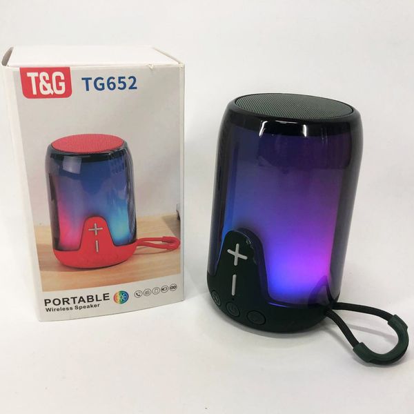 Портативная колонка TG652 5W с RGB подсветкой и ремешком, колонка с аккумулятором блютуз. Цвет: зеленый 460687 фото